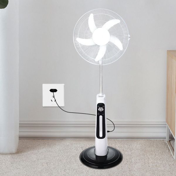 18-Inch Solar Rechargeable Standing Fan with Remote Control & LED Light