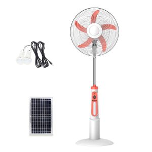 18-Inch Solar Rechargeable Standing Fan with Remote Control & LED Light